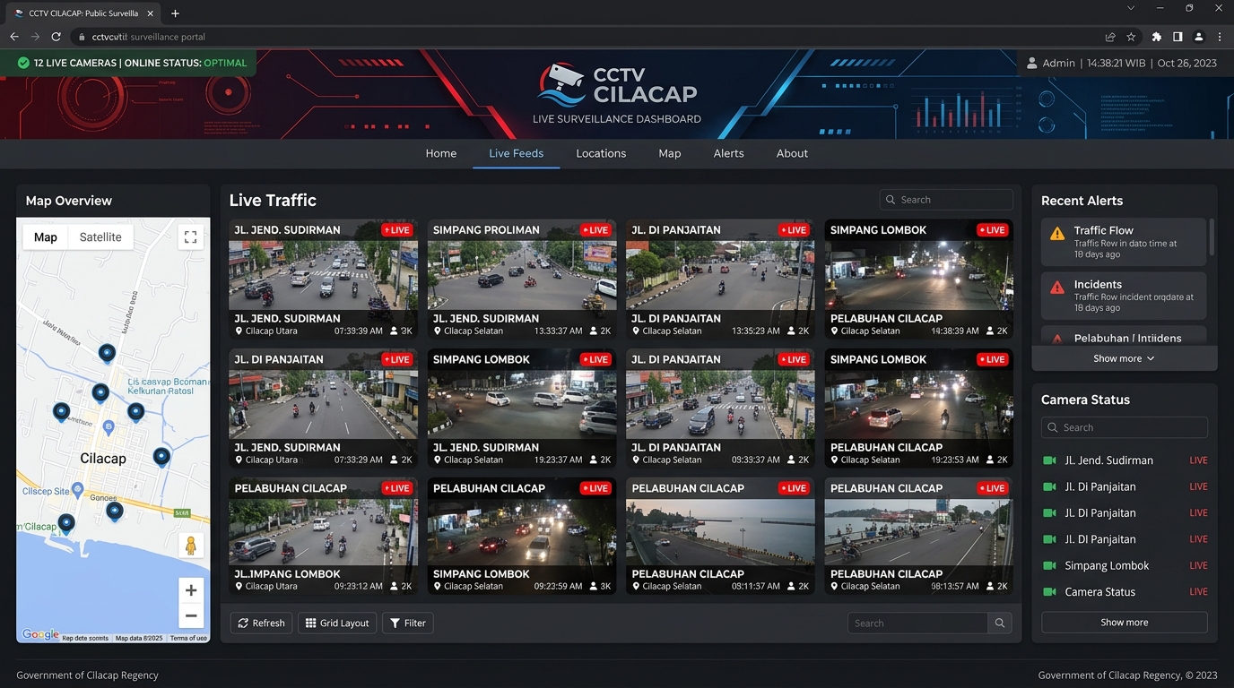Screenshot Portal CCTV Kabupaten Cilacap cctv.cilacapkab.go.id